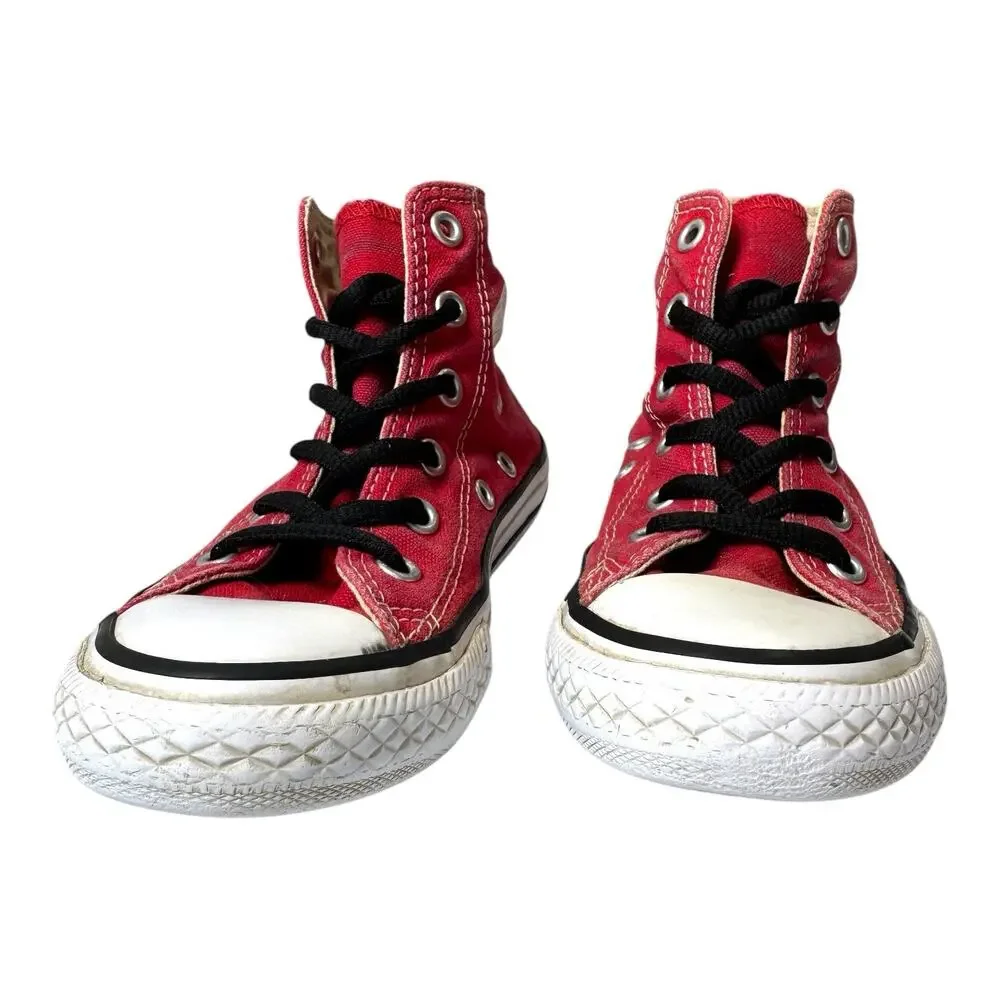 Converse Chuck Taylor All Star Hi Top Sneakers Youth 12 Red Canvas 3J232